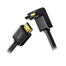 [10174] Cable HDMI 2.0 en Ángulo de 90° / 3 Metros (9.84 Pies) / 4K@60Hz / HDR / 3D / HEC (Canal Ethernet HDMI) / ARC (Canal de Retorno de Audio) / CEC / 32 Canales de Audio / HDCP 2.2 / Dolby Atmos / 18 Gbps / Blindaje Múltiple | 10174