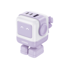 [35314] Cargador RobotGaN de 65W Serie UNO | 3 Puertos de Carga Rápida | 2 USB-C | 1 USB-A | PD 3.0 | QC 4.0 | Carga Inteligente | Tecnología GaN II | Zapato Magnético Extraíble | Carcasa Ignífuga | Pantalla LED | 35314