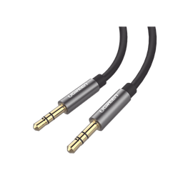 [10735] Cable Auxiliar 2 Metros / Conector 3.5mm a 3.5mm / Macho a Macho / Cubierta de TPE / Carcasa de Aluminio / Color Negro | 10735