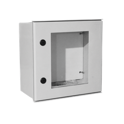 [PST-4040-20PT] Gabinete de Poliéster IP65 Puerta Transparente, Uso en Intemperie (400 x 400 x 200 mm) con Placa Trasera Interior de Plástico (Incluye Chapa y Llave). | PST-4040-20PT