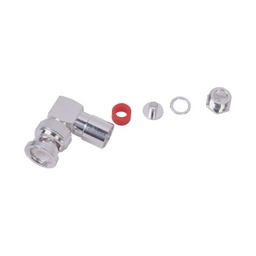 [RFB-1110-C-04] Conector BNC Macho en Ángulo Recto de Rosca para LP-195, LP-142, LMR-195, RG-58/U, RG-142/U, Plata/Oro/Teflón. | RFB-1110-C-04