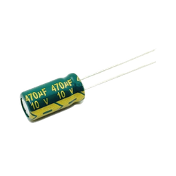 [CE470/10V] Capacitor Electrolítico de Aluminio, Radial de 470 µFd, 10 Volt, 105 °C, 6.3 x 11 mm. | CE470/10V