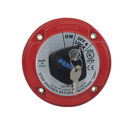 [9602DP] Interruptor Desconexión Batería Marina 9602, 250A Continuos, 360A Intermitentes, 6-32 VDC, Montaje Superficie, Terminales 5/16", Opciones Bloqueo Llave y Desconexión Campo Alternador | 9602DP