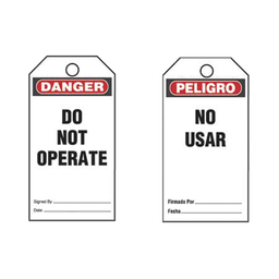 [PVT-161-Q-S] Paquete de 25 Etiquetas de Seguridad, Con Texto "Peligro, No Usar", de 76 x 146 mm, Color Negro Sobre Blanco | PVT-161-Q-S