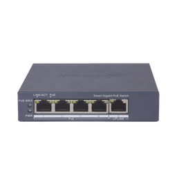 [DS-3E1505P-EI] Switch Gigabit PoE+ / Administrable / 4 Puertos 1000 Mbps PoE+ / 1 Puerto 1000 Mbps Uplink / Configuración Nube Hik-PartnerPro / Modo Extendido hasta 300 Metros / 60 Watts | DS-3E1505P-EI