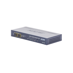 [GSD-1002M] Switch Administrable de Escritorio de 8 Puertos Gigabit/ 2 Puertos SFP / 20 Gbps Switching / PoE In 802.3af/at / Dual Power DC + PoE / VLAN Q-in-Q / IPv6/IPv4/  Administración Remota con CloudNMS | GSD-1002M